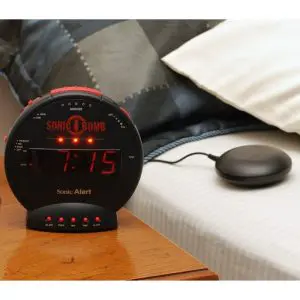 Features and benefits of Sonic Alert Sonic Bomb Alarm Clock with Super Shaker